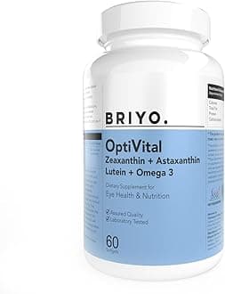 - Briyo OptiVital Eye Health Supplement – Lutein, Zeaxanthin, Astaxanthin & Omega-3 from Natural Sources – Supports Vision, Retinal Health & Eye Strain Relief – 60 Capsules
