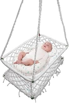PatiofyCotton Newborn Baby Jhula for Sleeping/Used for Baby Sleeping/Baby Swing Hanging/Baby Swing Indoor/White in colour