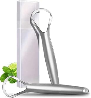 2 Pack Tongue Scraper Cleaner for Adults & Kids, Medical Grade Metal Tongue Scrapers with Travel Case, Wide-Head Tongue Cleaners Set for Fresh Breath Dental Eliminate Bad Breath in Seconds
