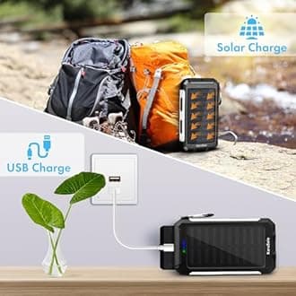 KaruSale 50000mah 2 LED 2 USB Battery Charger Waterproof Solar Power Bank (Black + White)