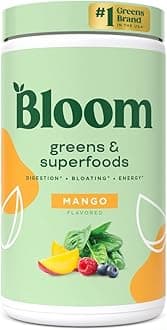 Bloom Nutrition Super Greens Powder Smoothie & Juice Mix - Probiotics for Digestive Health & Bloating Relief for Women, Digestive Enzymes with Spirulina & Chlorella for Gut Health (Mango)