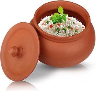 BHANVI 1550ml Handmade Clay Mathni Handi with Lid | Ideal for Dal, Dahi, and ...