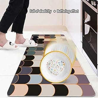 Modern Kitchen Rugs, Geometric Patterns Non Slip Leather Floor Mats, PVC Waterproof Outdoor Carpet, for Home Bedroom Living Room Bath Area Rugs, Customizable,80x800cm
