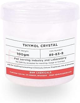 BRM Chemicals Thymol Crystal - 100 G For Soap Making, Shampoo, Cosmetics, Moisturizer, Lotion Making, Domestic Use & Diy Personal Care For Face, Hair, Skin & Body (Pack Of 1)