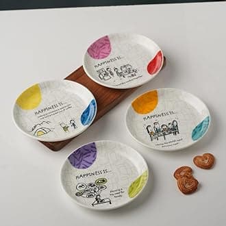 Clay Craft Fine Ceramic Happiness is Urmi Delight Snack Plates Set of 4 Piece(Multicolor) Plates for Snacks, Pasta, and More