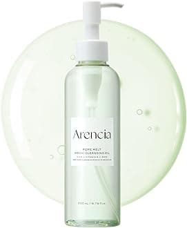 ARENCIA Pore Melt Mochi Makeup-Removing Cleansing Oil, Non-Comedogenic, Rice Amino Acids HD, Vitamin E, Cica, & Ceramide, 6.76 fl oz