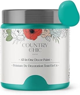 Country Chic All-in-One Chalk Paint for Furniture, Cabinets, Home Decor, Eco-Friendly, Matte Finish, Built-In Primer & Top Coat for Wood, Metal - Whoop-de-do (Bright Teal) - 8 oz (237 ml)