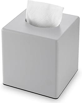 Tissue Box Cover, Square Facial Tissue Holder Storage for Bathroom Vanity, Countertops, Dressers, Night Stand, Parlors and Offices - Grey