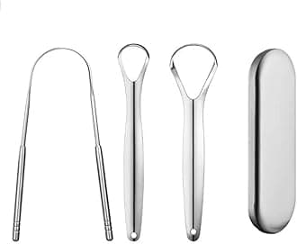 – Tongue Cleaner, 3 Pieces Tongue Scraper Tongue Brush, Tounge Scraper, Stainless Steel Tongue Cleaner for Oral Care Cleaner, Against Bad Breath Heals Bad Breath