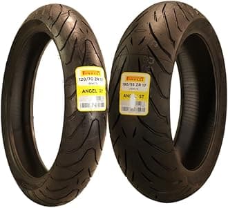 Angel ST 120/70ZR17 (58W) Front & 190/55ZR17 (75W) Rear Motorcycle Tires – High-Performance Sport Touring Tire for Enhanced Grip, Durability & Stability – Fits Sport & Touring Bikes