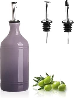 Ceramic Olive Oil Dispenser Bottle, Opaque Oil Cruet Protects to Reduce Oxidation, Suitable for Storage Vinegar, Coffee Syrups & Other Liquids, Pack of 1, 15.5 Fl Oz(Gradient Purple)