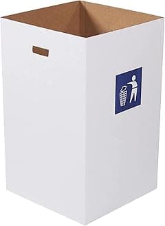Box USA 40 Gallon 18" L x 18" W x 30" H 10-Pack Cardboard Trash Cans and Recycling Bins, Reusable or Disposable Pop Up Garbage Boxes for Parties, Outdoor Events, Heavy Duty, Waste
