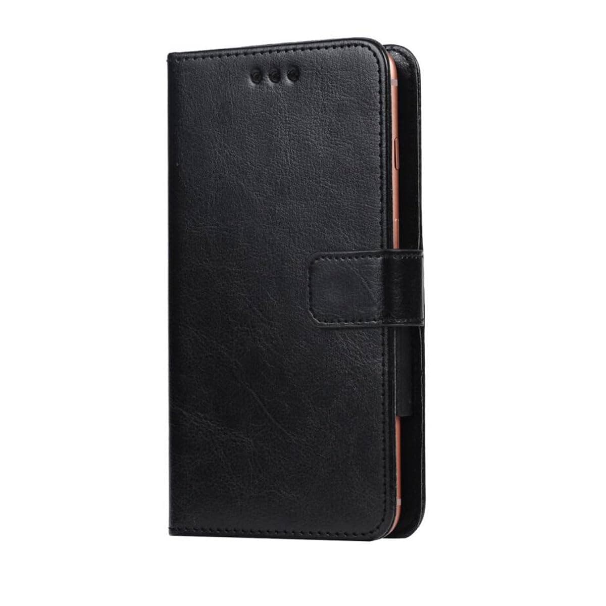 Leather Shell for MaxCom Smart MS651 Protective Cover, Holster Stand Case, Wallet Phone case with[Cash and Card Slots],Magnetic Cover for (6,52") - Black-XHDSXT