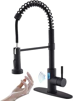 OWOFAN Touchless LED Light Kitchen Sink Faucet Pull Down Sprayer Smart Motion Sensor Activated Hands Free Single Handle Kitchen Faucet Black