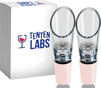 TenTen Labs Premium Wine Aerator Pourer Spout (2-Pack) – Rich Bubbles for Improved Flavor & Aroma – Wine Accessories for Wine Lovers with No-Drip Design – Perfect Gifts for Women and Men – Rose Gold