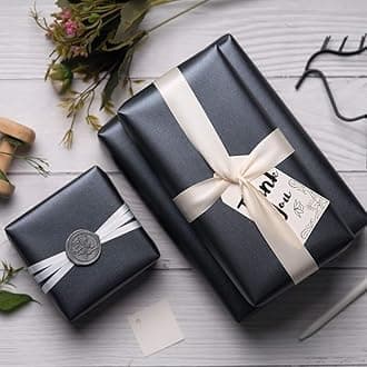 WRAPAHOLIC Matte Black Wrapping Paper, Solid Color Pearl Glossy Wrapping Paper - Perfect for Birthday,Baby Shower,Wedding,Graduation,Party - 17in x 32.8ft Roll, 46 Sq. Ft