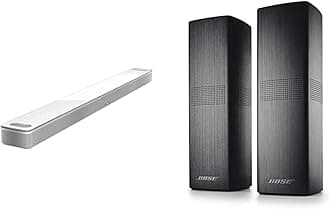 Bose Soundbar 900 Sound Soundbar, Bluetooth White & Bose Surround Speakers 700 Speakers, Black