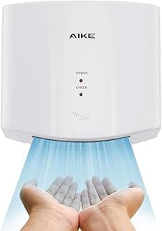 AIKE Air Wiper Compact Hand Dryer 110V 1400W White (with 2 Pin Plug) Model AK2630S