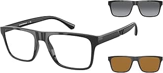 Mens EA4115 Rectangular Eyewear Frames With Two Interchangeable Sun Clip-ons