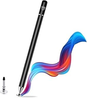 Tukzer Capacitive Stylus Pen for Touch Screens Devices, Fine Point, Lightweight Metal Body with Magnetism Cover Cap for Smartphones/Tablets/iPad/iPad Pro/iPhone (Black)