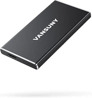 VANSUNY 250GB Portable External SSD, USB 3.1 540MB/s High-Speed Data Transfer, Metal Type-C Mini Portable External Solid State Drive for PC, Laptop, Phones and More (250GB, Black)