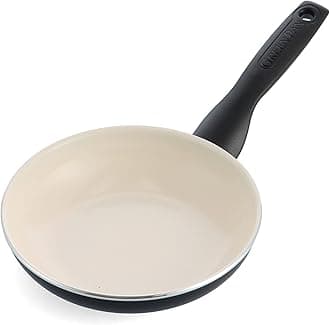 Rio Healthy Ceramic Non-Stick 18cm Frying Pan Skillet, PFAS Free, Stay-Cool Handle, Oven Safe up to 160°C, Black & Cream