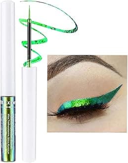 Mysense Chameleon Liquid Glitter Eyeliner, St Patricks Day Outfit Metallic Satin Eyeliner Liquid Liner Multi-Reflective Sparkle Finish, Smudge-proof Long-lasting Glitter Eye Shadow Makeup, #02 Green
