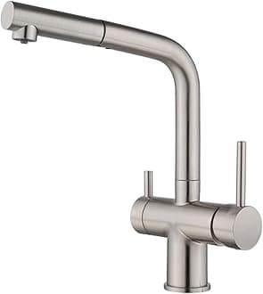 3 Way Kitchen Faucet 360° Swivel Brass Kitchen Mixer Faucet-Grey(Brushed)
