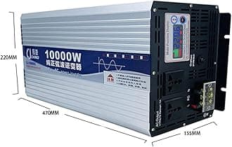 10000W/12000W Pure Sine Wave Inverter 24V/48V/60V/72V DC to 110V/220V AC Converter Car Transformer for Home,RV,Truck,Power Inverter with 2 AC Socket & Color Display Screen,10000W-72Vto220V