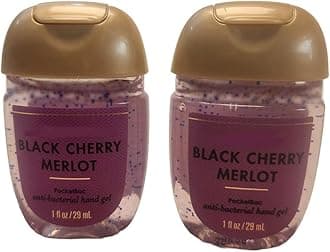 Bath and Body Care - Travel Size Sanitizer - 2 piece Bundle Set Hand Gel - 1 Fl Oz each - Label Artwork Varies (BLACK CHERRY MERLOT)