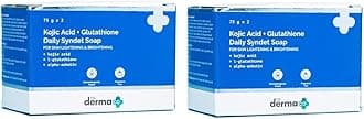 The Derma Co Kojic Acid + Glutathione Daily Syndet Soap with Kojic Acid, L-Glutathione & Alpha-Arbutin for Skin Lightening & Brightening - Pack of 2