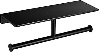 Double Roll Toilet Paper Holder with Solid Brass Shelf and Superior Hotel Style Toilet Paper Dispenser, Saving Storage, Oil Rubbed Black Finish