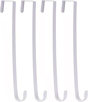 Sattiyrch 15" Wreath Hanger for Front Door,Sturdy Steel Wreath Door Hanger,Over The Door Hanger Hook (White,4)