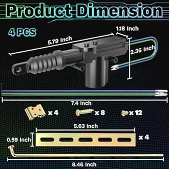 4 PCS 12v Door Lock Actuator Kit, Universal Power Mode Door Lock Actuator with Tool Set, 2 Wire Electric Blend Door Lockout Actuators, Adds Power Doors Locks to Most Vehicles