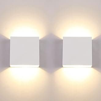 Lightess Modern Wall Sconce Mini 10W White Hardwired, Set of 2 Up Down Wall Mount Lights Indoor Mini Metal LED Wall Lamp for Living Room Bedroom Hallway Decor, Warm White, O1181TP