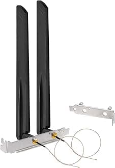 Eightwood WiFi 6 6E Antenna Tri-Band 2.4GHz 5GHz 6GHz + 20cm/7.8in U.FL IPX IPEX to PR-SMA Cable + Computer Slot Bracket for Mini PCI-E WiFi Network Card PC Desktop Computer