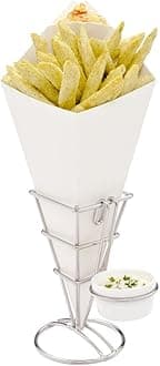 Conetek White Food Cone with Dipping Pocket 11.5 inches 100 count box