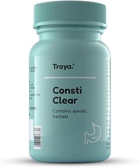 Traya Consti Clear | Ayurvedic Constipation Relieving Supplement | For Improved Bowel Movement | Contains Ajwain, Triphala, Haritaki | Natural & Herbal (60 tablets)