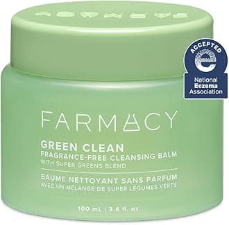 Farmacy Sensitive Skin Makeup Remover Cleansing Balm - Green Clean Waterproof Makeup Remover Balm + Oil Cleanser for Face - Melts Make Up + SPF - Hydrates + Softens Skin - Fragrance Free (100ml)