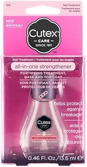 Cutex All-In-One Nail Strengthener Treatment, Base & Top Coat (13.6Ml) For Weak & Damaged Nails, Chip Resistant, Dermatologist Tested