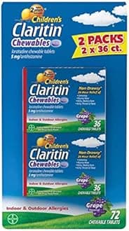 Claritin Children's Chewable 5mg. Non-Drowsy 24 Hour, 72 Tablets