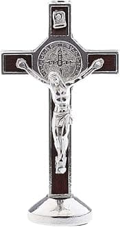 Crucifix Jesus Christ Cross Statue Figurine For Car Home Chapel Decor - Silver