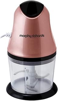 Morphy Richards Mini Chopper | 300W | Electric Chopper for Kitchen | Dual SS Blade | 840ml Bowl | Push Button Start | Chop, Mince, Dice, Whisk, Blend | 2-Year Warranty | 【Rose Gold】