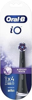 iO Radiant White Electric Toothbrush Head, Angled Bristles Deeper Plaque Removal, with Polishing Petals for Teeth Whitening, Pack of 4 Toothbrush Heads, Black
