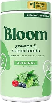 Bloom Nutrition Superfood Greens Powder, Digestive Enzymes with Probiotics and Prebiotics, Gut Health, Bloating Relief for Women, Chlorella, Green Juice Mix with Beet Root Powder, 60 SVG, Original