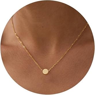 Gold Necklace for Women 14K Gold Plated Circle Cubic Zirconia Pendant Necklace Dainty Twist Rope Chain Necklace Simple Jewelry Gift for Women