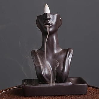 YYW Statue Backflow Incense Holder Incense Burner Waterfall Aromatherapy Ornament Home Decor with Incense Cones and Incense Stick (Black)