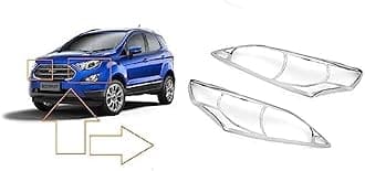 Empica Chrome Plated Headlight Frame Headlamp Cover Car Exterior Accessories Compatible With Ford Ecosport Facelift