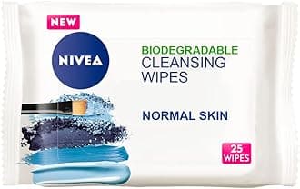 NIVEA 3in1 Refreshing Cleansing Wipes for Normal Skin (25 Sheets), Plant-Based Biodegradable, Gentle yet Effective Make-Up Removal