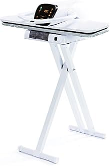 38" Large Steam Iron Press with Stand, 1800W Digital Steam Press with 5 Fabric Settings Language Conversion and Voice Prompts, Iron Press with Spray Bottle and Press Pad for Home Business